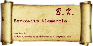 Berkovits Klemencia névjegykártya